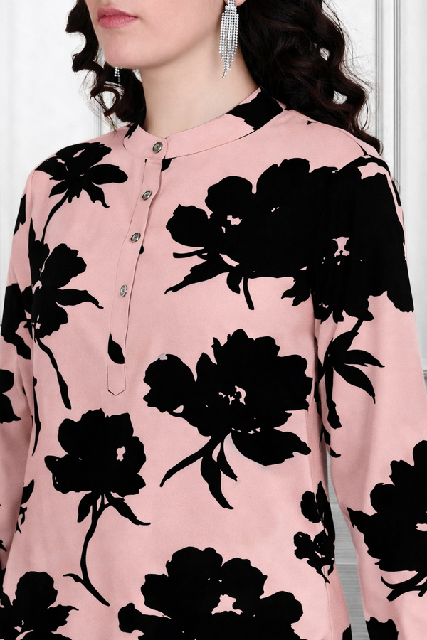 Floral Print Spandex Kurti Pant Co-Ord Set for Women | Stretchable & Stylish Ethnic Wear