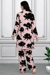 Floral Print Spandex Kurti Pant Co-Ord Set for Women | Stretchable & Stylish Ethnic Wear