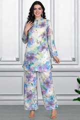 Floral Print Spandex Kurti Pant Co-Ord Set for Women | Stretchable & Stylish Ethnic Wear