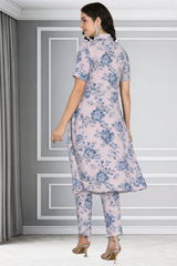 Floral Print Spandex Kurti Pant Co-Ord Set for Women 🌸