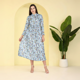 Blooming Elegance Floral Printed Crepe Dress