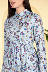 Blooming Elegance Floral Printed Crepe Dress