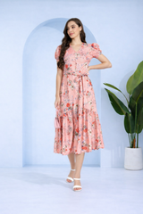 Floral Charm Fit and Flare Crepe Dress