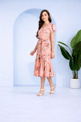 Floral Charm Fit and Flare Crepe Dress