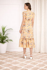 Floral Charm Fit and Flare Crepe Dress
