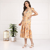 Floral Charm Fit and Flare Crepe Dress