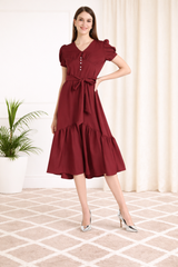 Elegant Fit and Flare Crepe Dress