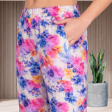 Spandex Floral Print Jacket & Pant Co-Ord Set for Women