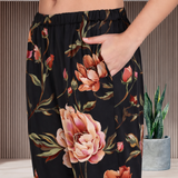 Spandex Floral Print Crop Top & Pant Co-Ord Set for Women