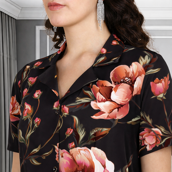 Floral Printed Kurti Pant Co-Ord Set in Stretchable Spandex Fabric