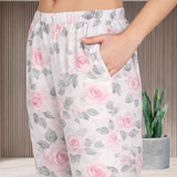 Spandex Floral Print Crop Top & Pant Co-Ord Set for Women