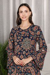 ✨ Floral Printed Kurti Pant Co-Ord Set (Spandex Fabric) ✨