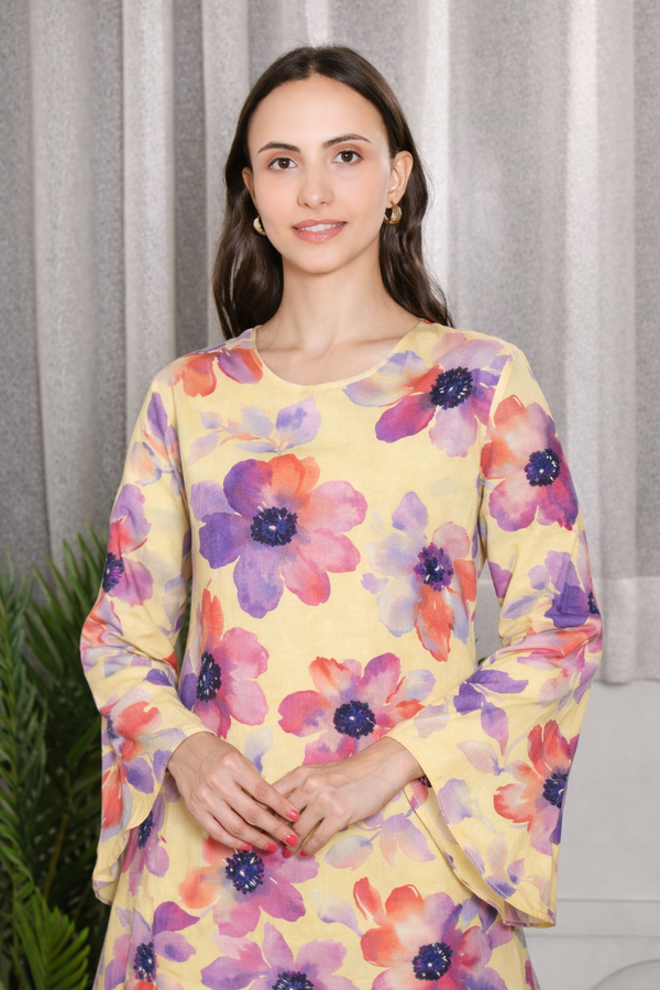 🌸 Floral Printed Kurti Pant Co-Ord Spandex Set 🌸