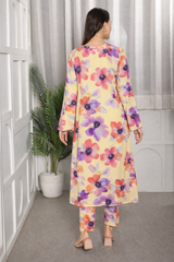 🌸 Floral Printed Kurti Pant Co-Ord Spandex Set 🌸