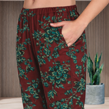 Spandex Floral Print Jacket & Pant Co-Ord Set for Women