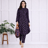 🌸 Floral Printed Spandex Kurti Pant Co-Ord Set 🌸