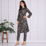 🌸 Floral Print Spandex Kurti Pant Co-Ord Set 🌸