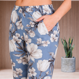 🌺 Floral print spandex kurti‑pant co‑ord set