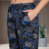 Spandex Floral Print Crop Top & Pant Co-Ord Set for Women