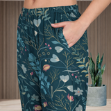 Spandex Floral Print Crop Top & Pant Co-Ord Set for Women