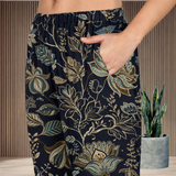 Spandex Floral Print Crop Top & Pant Co-Ord Set for Women