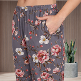 Spandex Floral Print Crop Top & Pant Co-Ord Set for Women