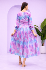 Ethereal Flow Marble Print Maxi Spandex Dress