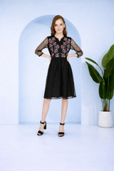 Enchanted Blossom Floral Embroidered Net Dress