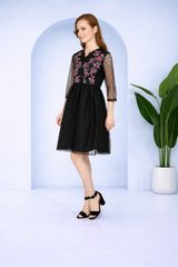 Enchanted Blossom Floral Embroidered Net Dress