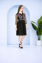 Enchanted Blossom Floral Embroidered Net Dress