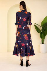 Elegant Floral Printed Crepe Dress