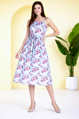 Summer Breeze Spaghetti Strap Floral Crepe Dress