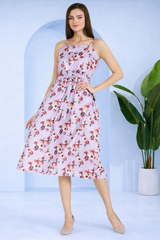 Summer Breeze Spaghetti Strap Floral Crepe Dress