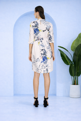 Garden Glam Knee-Length Floral Crepe Party Dress