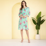 Floral Print Knee-Length Georgette Dress