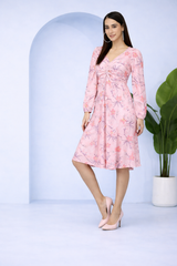 Petal Grace Knee-Length Floral Crepe Dress