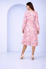 Petal Grace Knee-Length Floral Crepe Dress