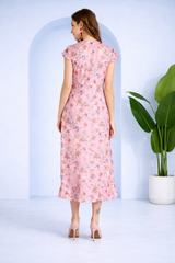 Blooming Elegance Floral Printed Crepe Dress