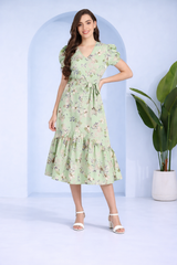Floral Charm Fit and Flare Crepe Dress
