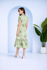 Floral Charm Fit and Flare Crepe Dress