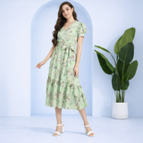 Floral Charm Fit and Flare Crepe Dress