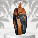 Mughal Floral Motifs Print Canvas Sling Bag