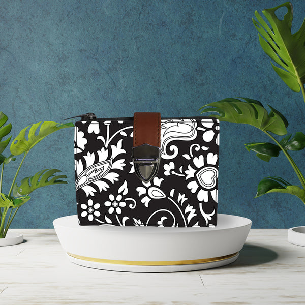 Monochrome Floral Print Wallet