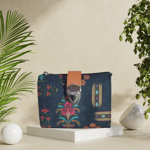Ethnic Floral Print Canvas Wallet