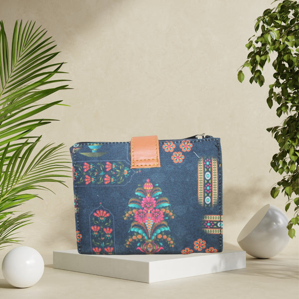 Ethnic Floral Print Canvas Wallet