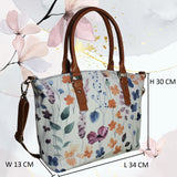 Monochrome Floral Print Canvas Tote Bag