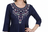 🌼 Women's Rayon Embroidered Kurti Pant Set with Georgette Dupatta