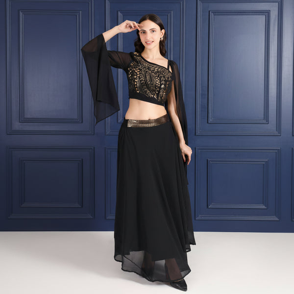 Women's Sequins Motifs Embellished Lehnga Choli Set