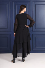 Women's Sequins Motifs Embellished Asymmetric Kurti Pant Set