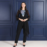 Women's Sequins Motifs Embellished Asymmetric Kurti Pant Set
